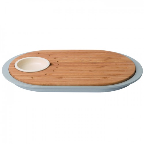 Дошка для нарізки LEO, з піддоном і ємністю для соусу, 39 х 23 х 2,5 см