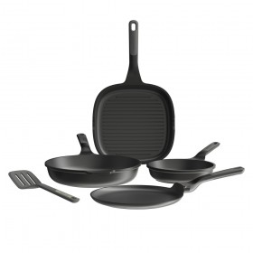 Набір сковорідок з антипригарним покриттям LEO STONE+, з лопаткою LEO BALANCE, 35 см, 4 пр.
