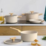 Набір посуду з антипригарним покриттям LEO BALANCE Cream, 7 пр.